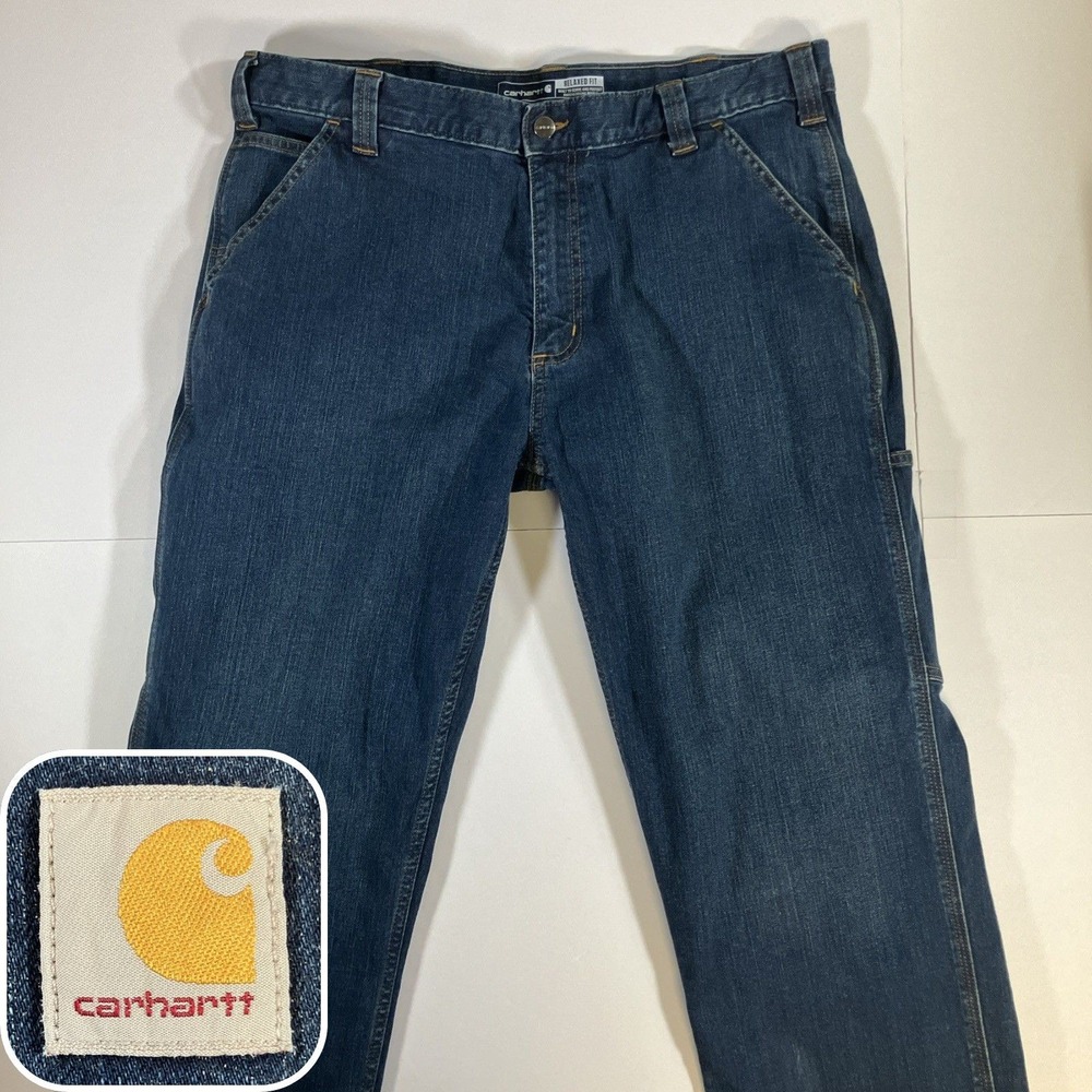 Carhartt Rugged Flex Relaxed Fit Jeans Mens 38x28 Altered Hem BD2808-M